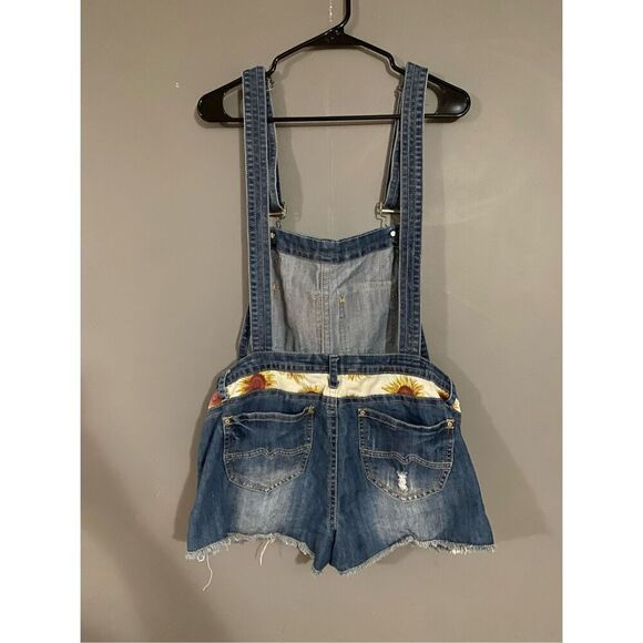 Hot Kiss Ava Sunflower Medium Wash Denim Overall Bibs Size 11 - Picture 6 of 8